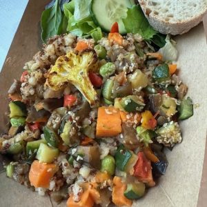 Roast Veggies, Barley, Quinoa & Bread
