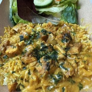 Creamy Chicken Curry, Rice & Sambals